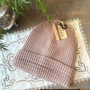 Mauve Pink knit beanie cap rhinestones hat new